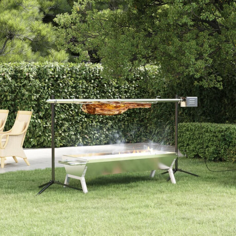 vidaXL Automatische barbecue met motor 150x46,5x82,5 cm roestvrijstaal