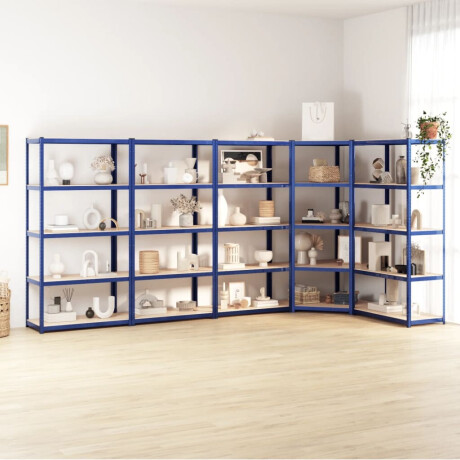 vidaXL Opbergrek 5-laags 5 st staal & bewerkt hout blauw