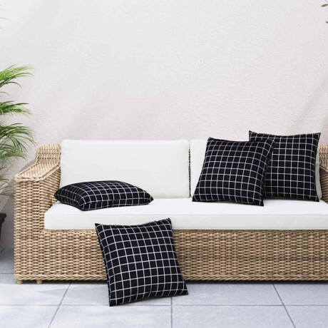 vidaXL Spreidkussens Geruit 4 pcs Zwart Ruit 50 x 50 cm Polyester Stof