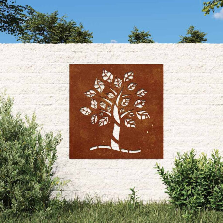 vidaXL Wanddecoratie tuin boomontwerp 55x55 cm cortenstaal