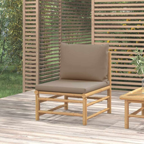 vidaXL Tuinmiddenbank met kussens bamboe taupe