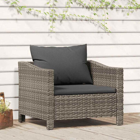 vidaXL Tuinfauteuil met kussen grijs poly rattan