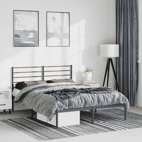 vidaXL Bedframe met hoofdbord metaal zwart 150x200 cm