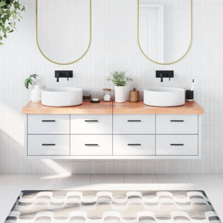 vidaXL Wastafelblad 180x50x(2-6) cm behandeld massief hout lichtbruin