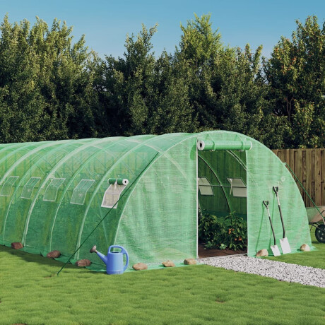 vidaXL Tuinkas met stalen frame 56 m² 14x4x2 m groen