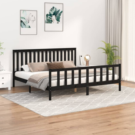 vidaXL Bedframe met hoofdbord massief grenenhout zwart 200x200 cm