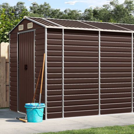 vidaXL Tuinhuis Bruin 191x640x198 cm Gegalvaniseerd Staal