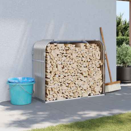 vidaXL Haardhoutopslag 120x45x100 cm gegalvaniseerd staal lichtgrijs