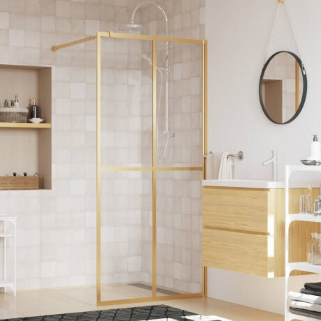 vidaXL Inloopdouchewand transparant 80x195 cm ESG-glas goudkleurig