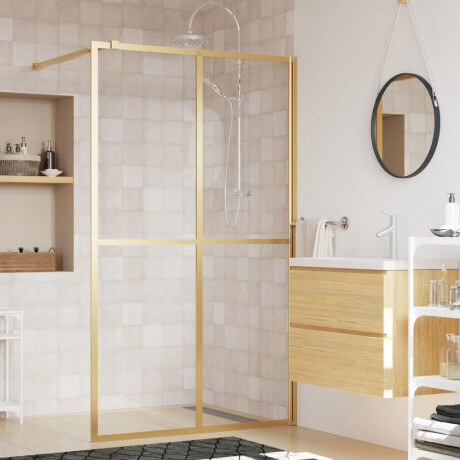 vidaXL Inloopdouchewand transparant 140x195 cm ESG-glas goudkleurig