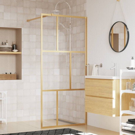 vidaXL Inloopdouchewand transparant 80x195 cm ESG-glas goudkleurig