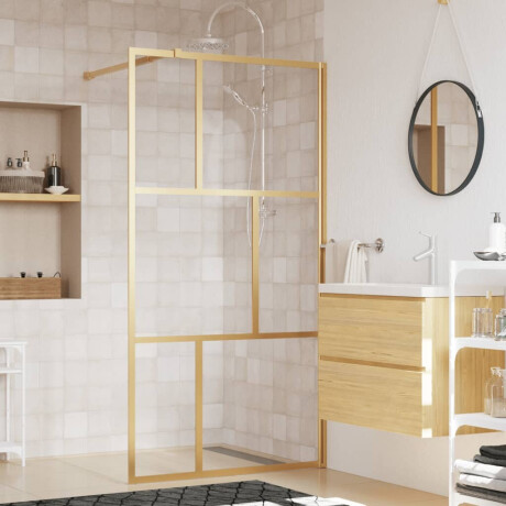 vidaXL Inloopdouchewand transparant 100x195 cm ESG-glas goudkleurig