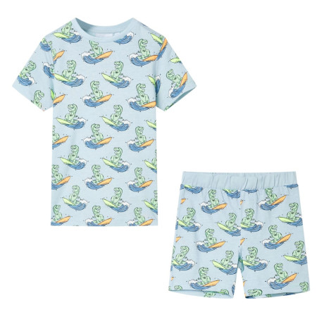 vidaXL Kinderpyjama met korte mouwen 128 lichtblauw