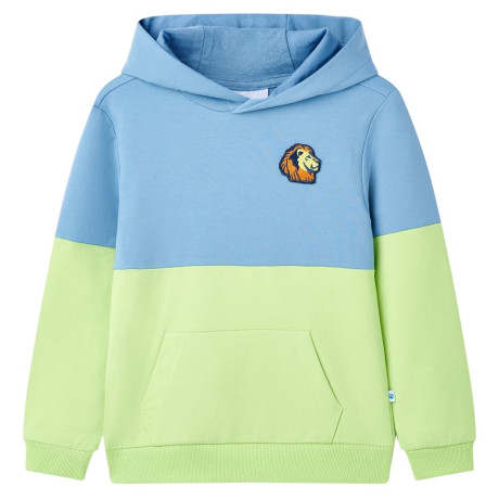 vidaXL Kindertrui met capuchon 116 blauw en zachtgeel