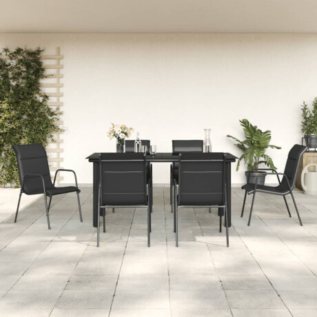 vidaXL 7-delige Tuinset textileen en staal zwart