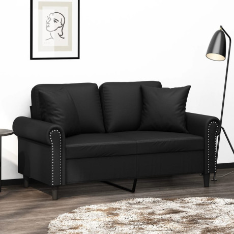 vidaXL Tweezitsbank met sierkussens 120 cm kunstleer zwart