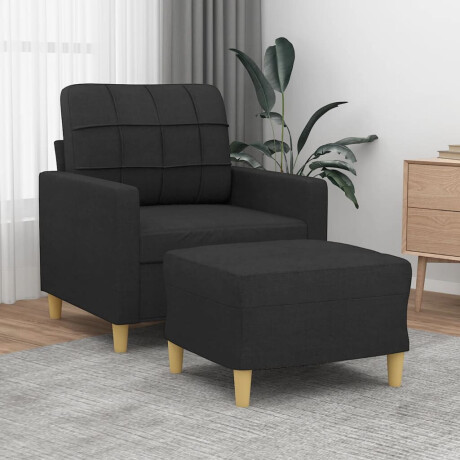 vidaXL Fauteuil met voetenbank 60 cm stof zwart