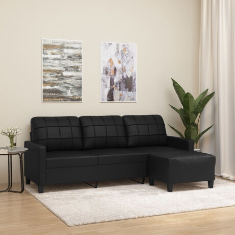 vidaXL Driezitsbank met voetenbank 180 cm kunstleer zwart