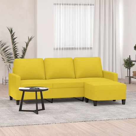vidaXL Driezitsbank met voetenbank 180 cm stof lichtgeel