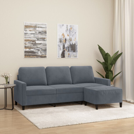 vidaXL Driezitsbank met voetenbank 180 cm fluweel donkergrijs