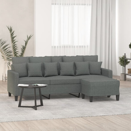 vidaXL Driezitsbank met voetenbank 180 cm stof donkergrijs