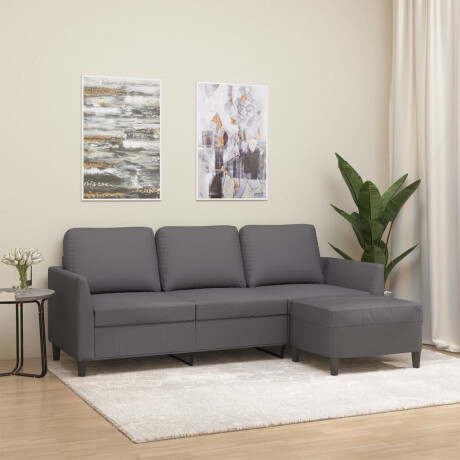 vidaXL Driezitsbank met voetenbank 180 cm kunstleer grijs