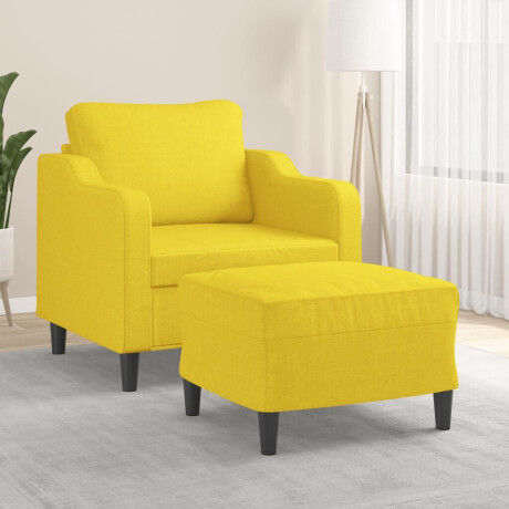vidaXL Fauteuil met voetenbank 60 cm stof lichtgeel