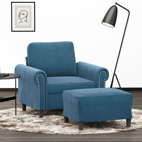 vidaXL Fauteuil met voetenbank 60 cm fluweel blauw