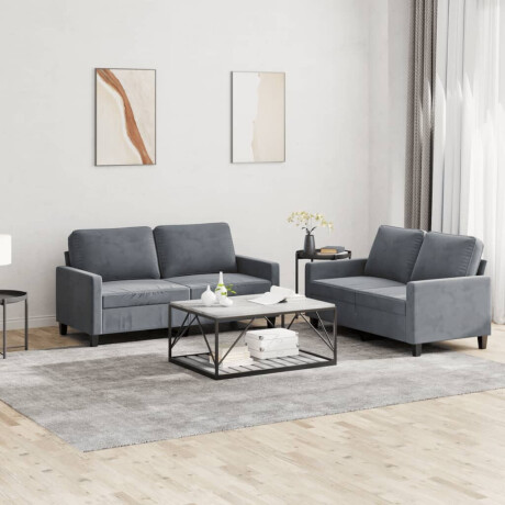 vidaXL 2-delige Loungeset met kussens fluweel donkergrijs