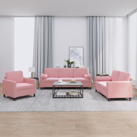vidaXL 3-delige Loungeset met kussens fluweel roze