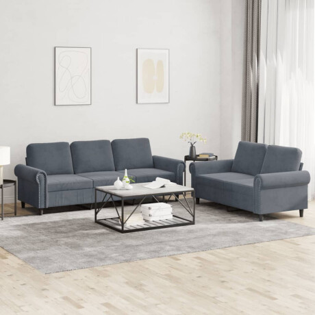 vidaXL 2-delige Loungeset met kussens fluweel donkergrijs