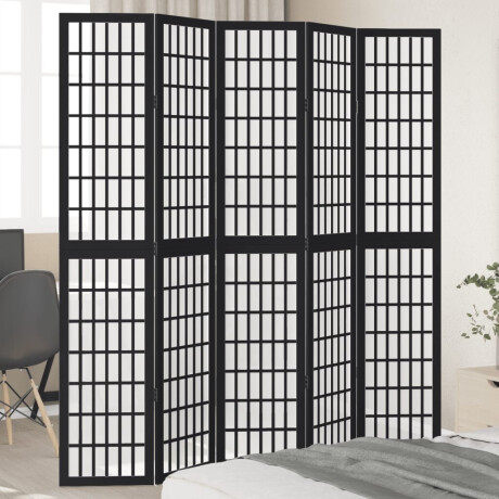 vidaXL Kamerscherm met 5 panelen massief paulowniahout zwart
