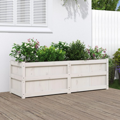 vidaXL Plantenbak 150x50x50 cm massief grenenhout wit
