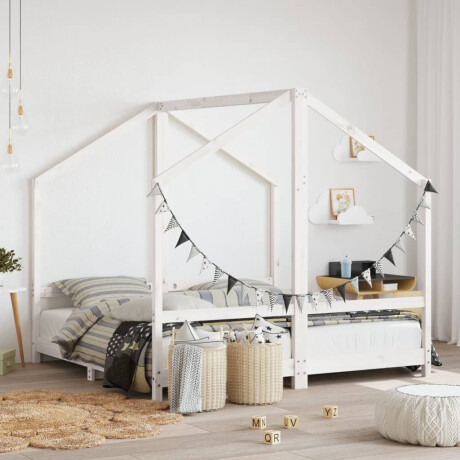 vidaXL Kinderbedframe 2x(80x160) cm massief grenenhout wit