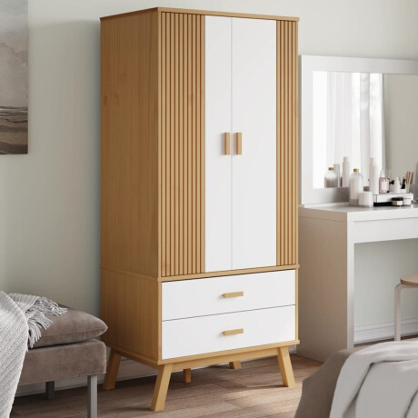 vidaXL Kledingkast OLDEN 76,5x53x172 cm grenenhout wit en bruin