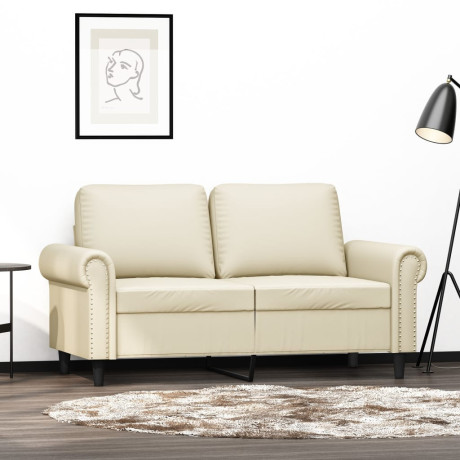 vidaXL Tweezitsbank 120 cm kunstleer crèmekleurig