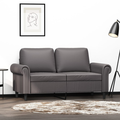 vidaXL Tweezitsbank 120 cm kunstleer grijs