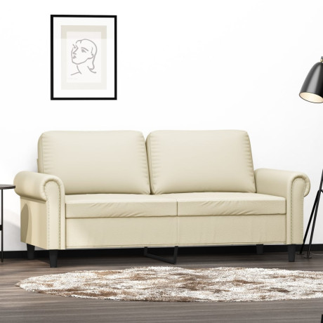 vidaXL Tweezitsbank 140 cm kunstleer crèmekleurig