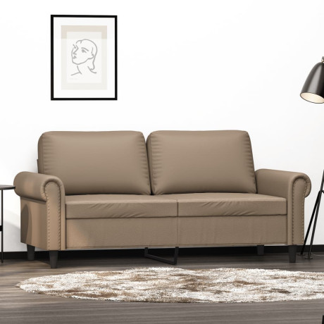 vidaXL Tweezitsbank 140 cm kunstleer cappuccinokleurig