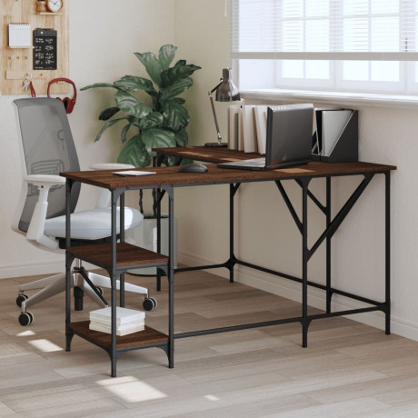 vidaXL Bureau 139x139x75 cm bewerkt hout bruin eikenkleur