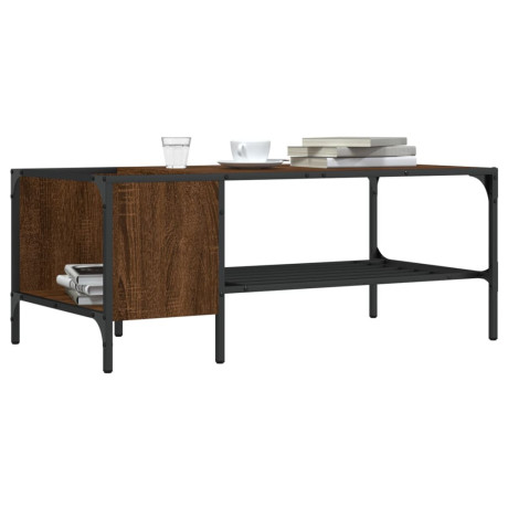 vidaXL Salontafel met rek 100x51x40 cm bewerkt hout bruin eikenkleur