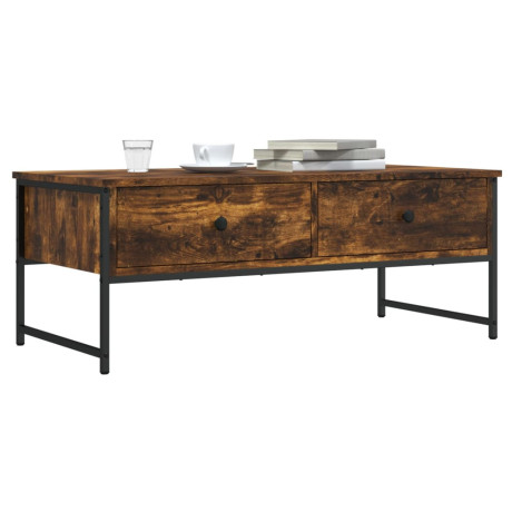 vidaXL Salontafel 101x49x39,5 cm bewerkt hout gerookt eikenkleurig