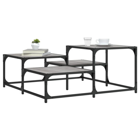 vidaXL Salontafel 87,5x87,5x40 cm bewerkt hout grijs sonoma eikenkleur