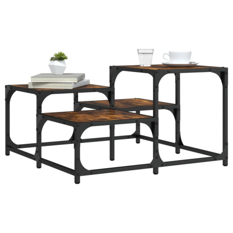 vidaXL Salontafel 68x68x40 cm bewerkt hout gerookt eikenkleurig