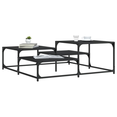 vidaXL Salontafel 107x107x40 cm bewerkt hout zwart
