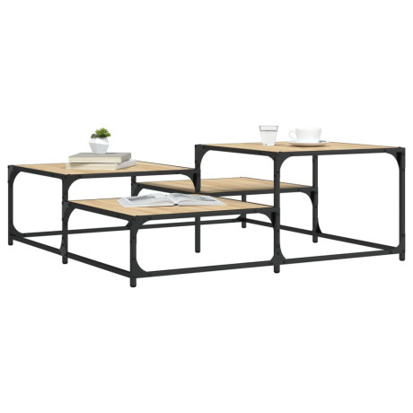 vidaXL Salontafel 107x107x40 cm bewerkt hout sonoma eikenkleurig