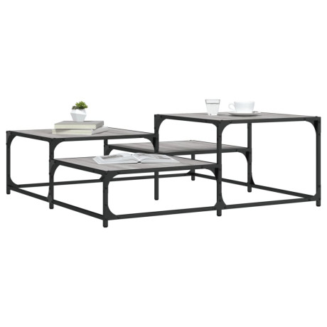 vidaXL Salontafel 107x107x40 cm bewerkt hout grijs sonoma eikenkleurig