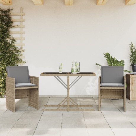 vidaXL 3-delige Bistroset met kussens poly rattan gemengd beige