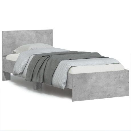 vidaXL Bedframe met hoofdeinde bewerkt hout betongrijs 90x200 cm