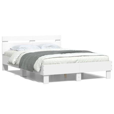 vidaXL Bedframe met hoofdeinde bewerkt hout wit 120x190 cm